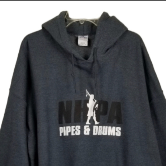 Hoodie Sweatshirt Pull Over Graphic NHPA Bag Pipes & Drums Irish Pockets Police - Picture 1 of 12